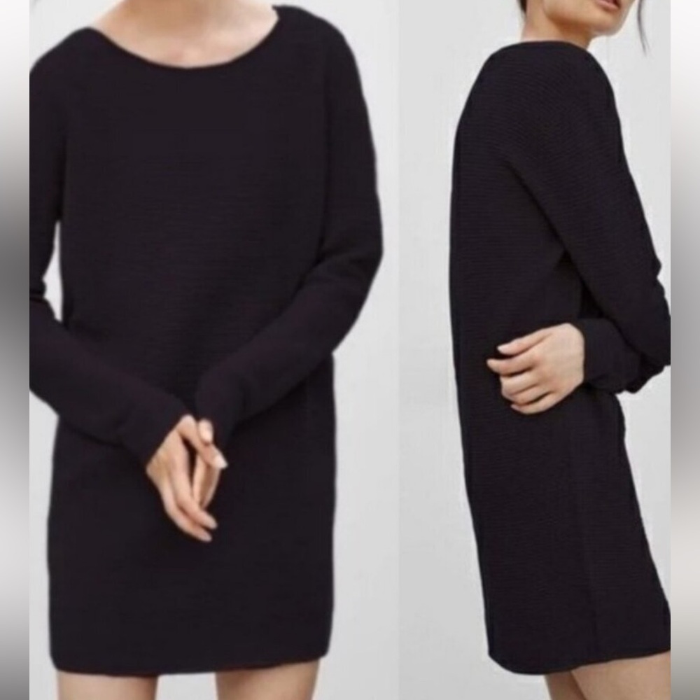 Wilfred Black silk and cashmere Sweater Dress